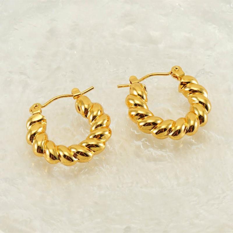Stainless Steel Hollow Screw Thread Hoop Earrings For Women Simple Temperament Earrings Jewelry Wholesale