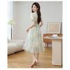 Fashion High Waist Summer Dress Floral Print Chinese Style Midi Short Sleeve