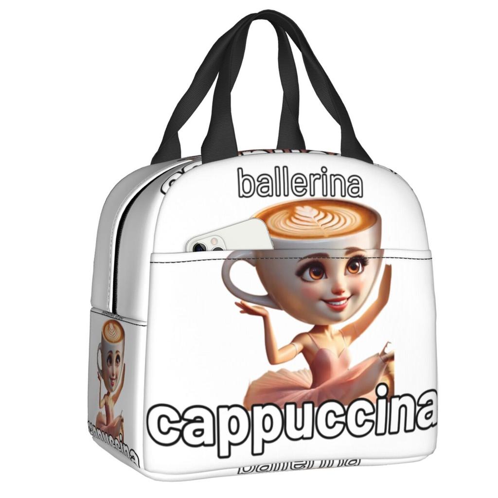 Benutzerdefinierte Ballerina Capuchina Italienisches Brainrot Tung Tung Tung Sahur Brotdose Damen Thermokühler Isolierte Brotdose für Schüler