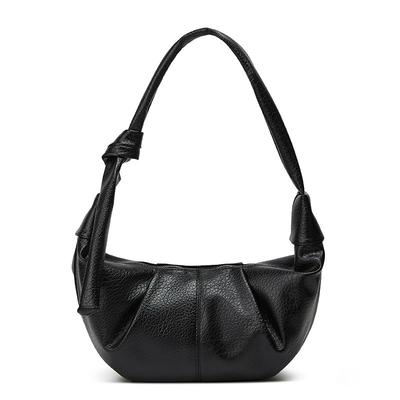 Large Capacity Retro Soft Leather Pleated Dumpling Bag Lazy Style Casual Versatile Horn Shoulder Messenger Bag