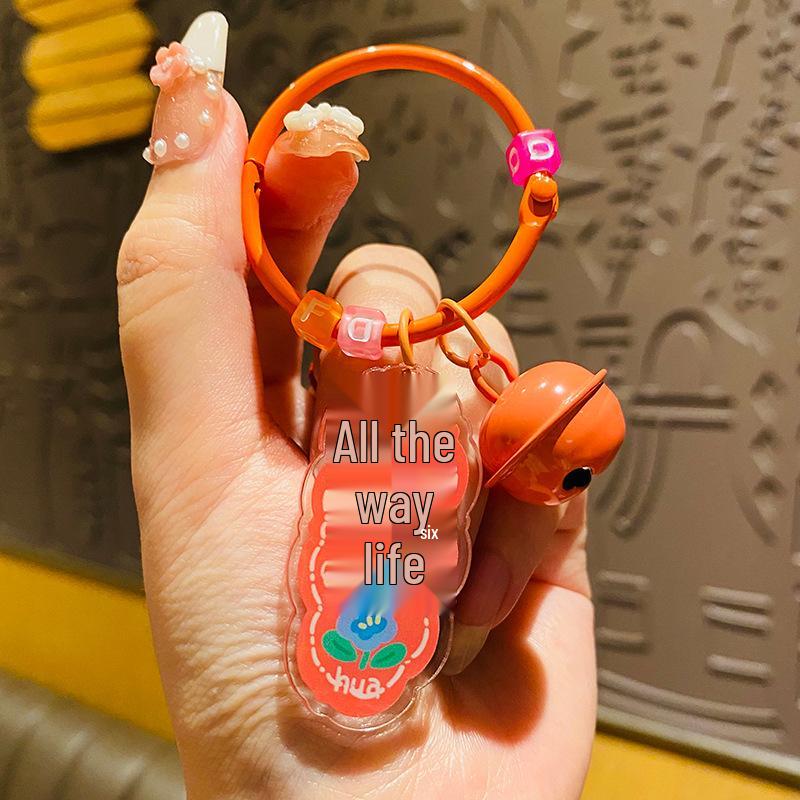 Cartoon Acrylic Blessing Word Keychain Pendant - Irregular Shape, Ideal for Students & Small Gifts