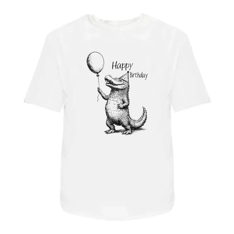 Happy Birthday Crocodile With Balloon Adult T Shirt Ta049218