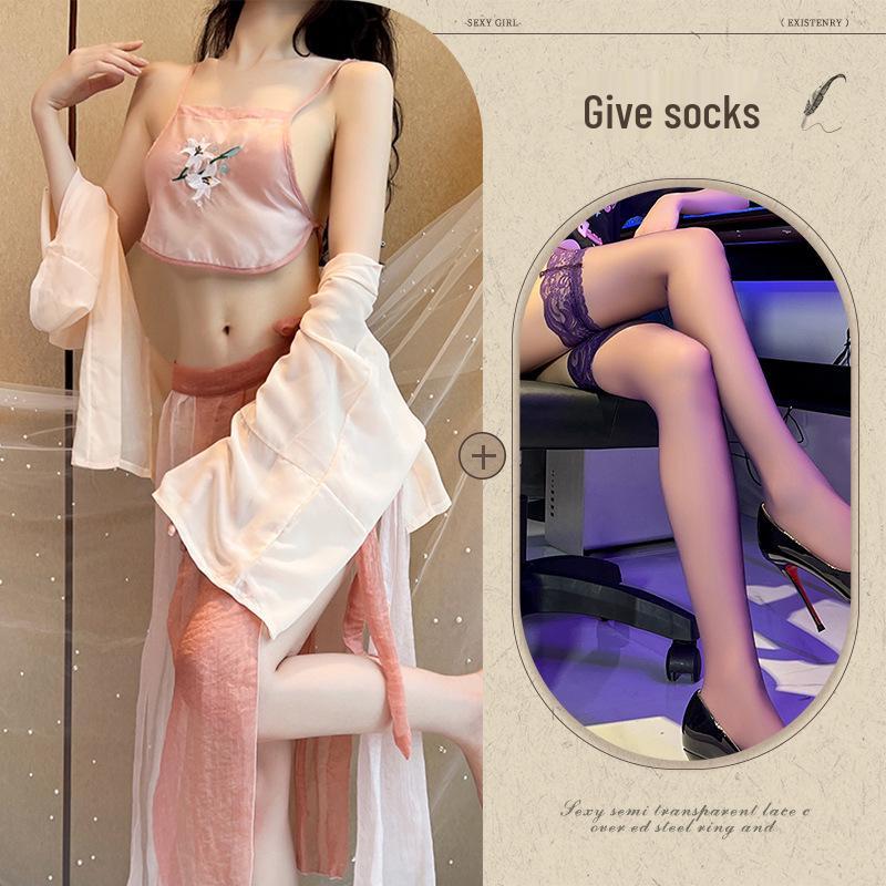 Σέξι Κεντημένο Σετ Εσωρούχων & Πειρασμού σε Στυλ Hanfu