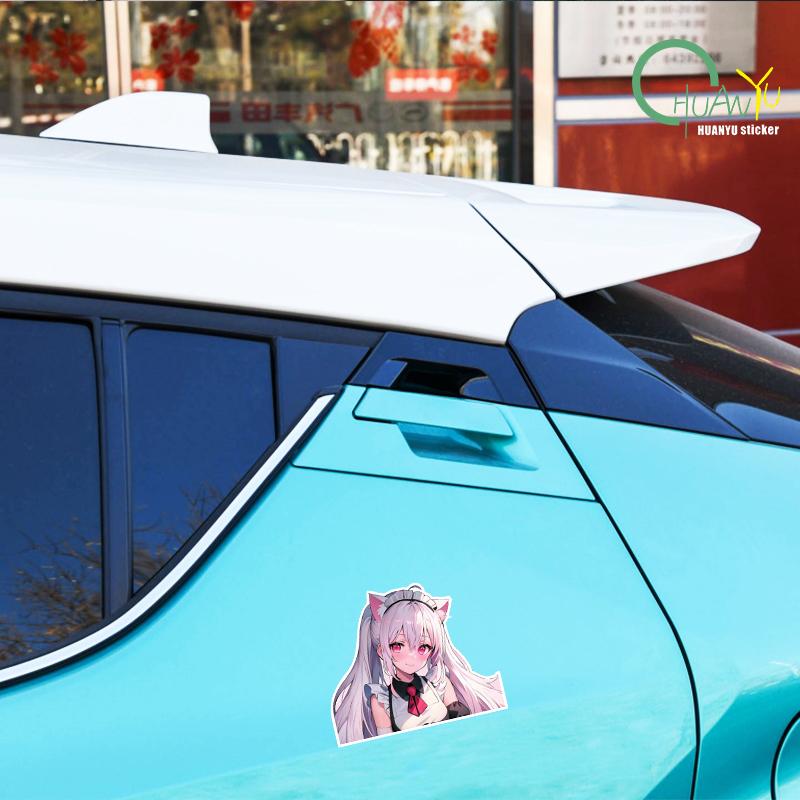 Japanese Comic Pretty Girl Cute Maid Dress Sticker Car Motorcycle Bumper Truck Vinyl Reflective Waterproof Sticker Decal