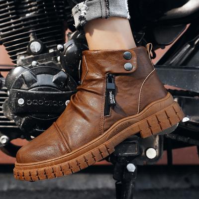 Chelsea Boots High Gang Winter Set Of Feet Bare Boots Thick Bottom Men Motorcycle Boots Leather Shoes Breathable New Product
