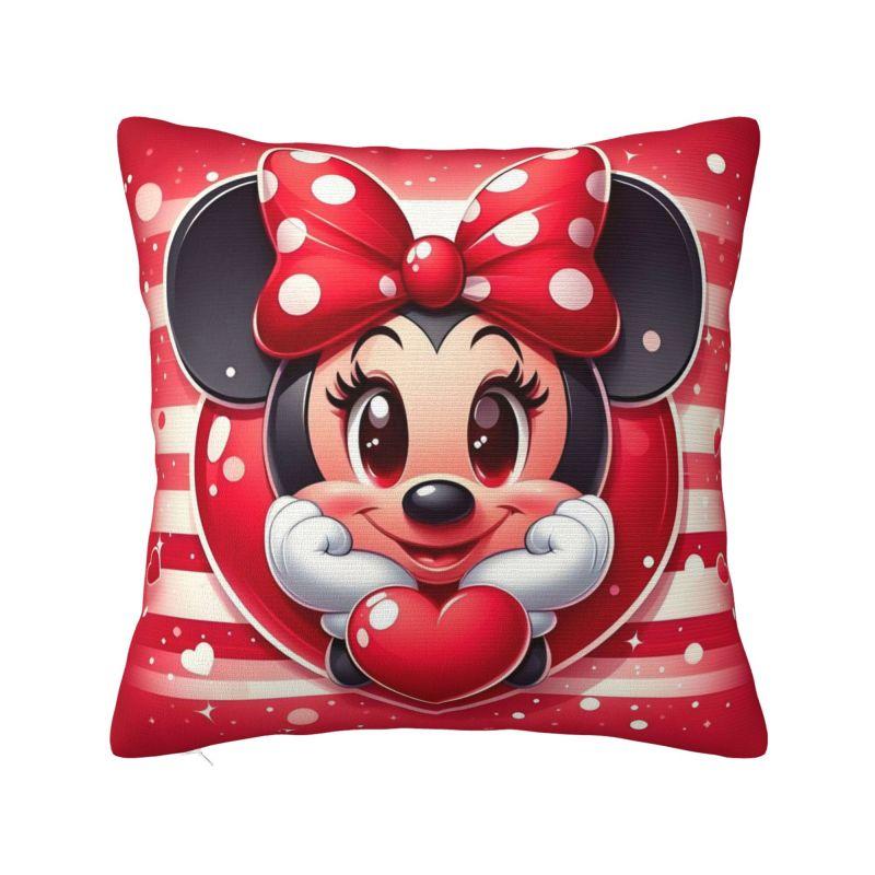 

Disney Cartoon Minnie Mouse Cushion Covers Polyester Anime Throw Pillow Case for Sofa Car Square Pillowcase Bedroom Decoration 12x12Inch