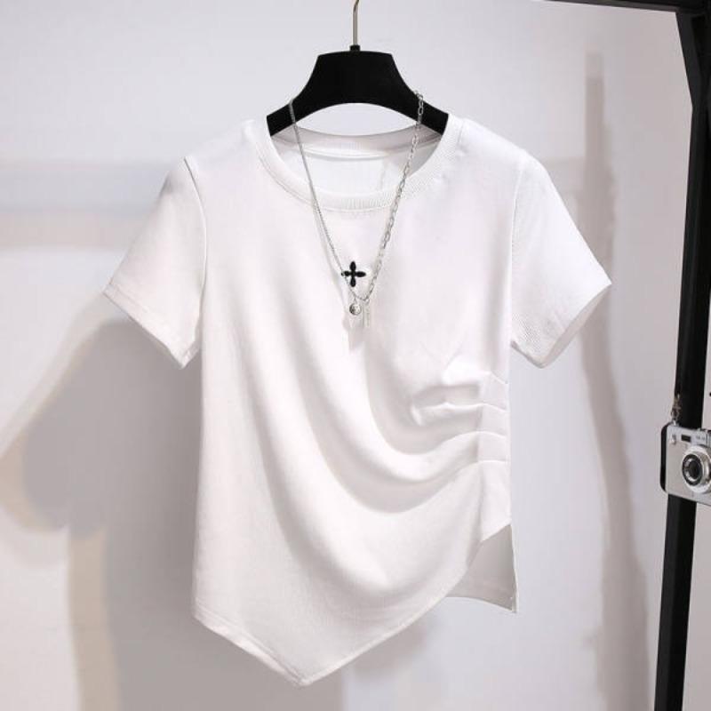 

Летняя Новая Необычная Футболка Женская С Коротким Рукавом Женская 3XL белый