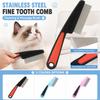 Fine Tooth Stainless Steel Cleaning Massage Brush with Ergonomic Handle for Pet Grooming and Hair Removal Professional Use