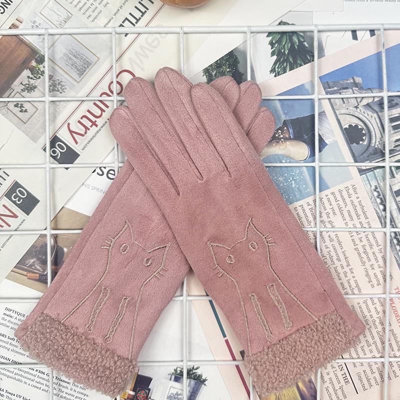 

Замшевые перчатки женские зимние бархатные теплые и холодостойкие перчатки для езды на велосипеде с сенсорным экраном розовый