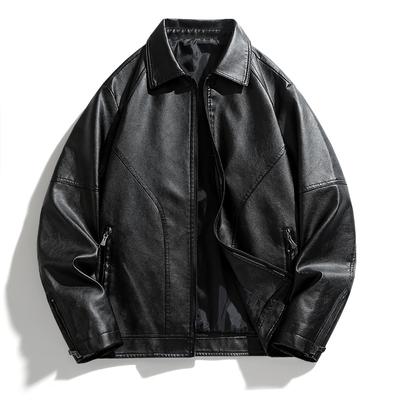 Herren Lederjacke Revers Motorradjacke Leder Herren Locker Einweg Jugend Herrenbekleidung