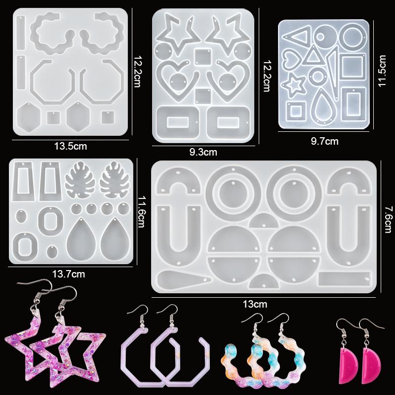 Epoxy Casting Molds Set Silicone UV Casting Tools Kits Resin Casting Molds For Jewelry Making DIY Earring Findings 16 Styles