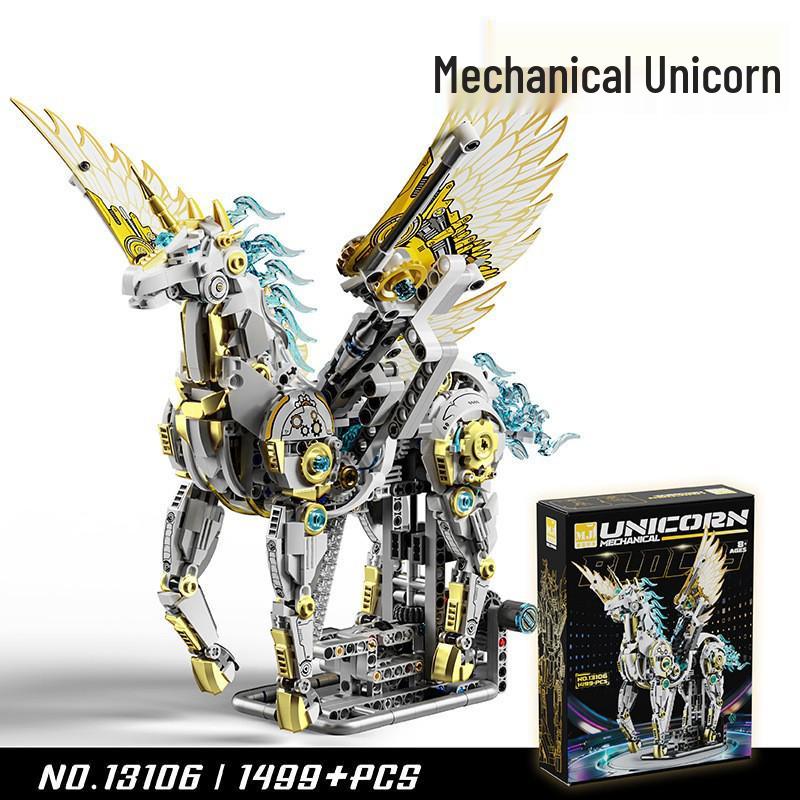 US & Japan Semi-Mechanical Shark and Movable Model Parrot Building Blocks with Lights - Punk Assembly Toy