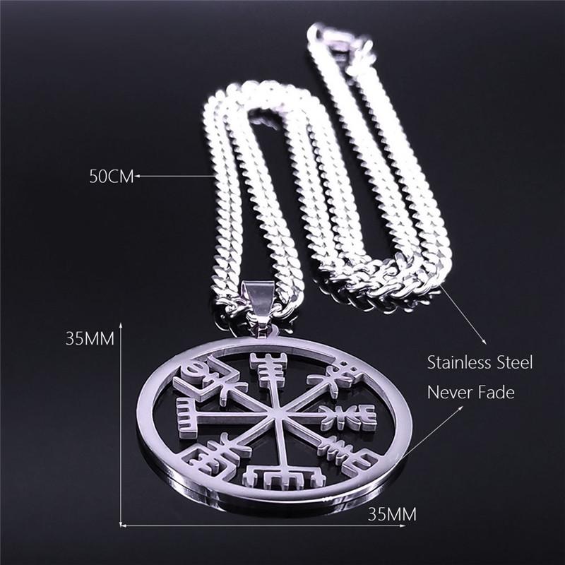 Collier amulette boussole Viking pour hommes, pendentif Trident, barre de crainte, Vegvisir, collier scandinave, bijoux cadeaux