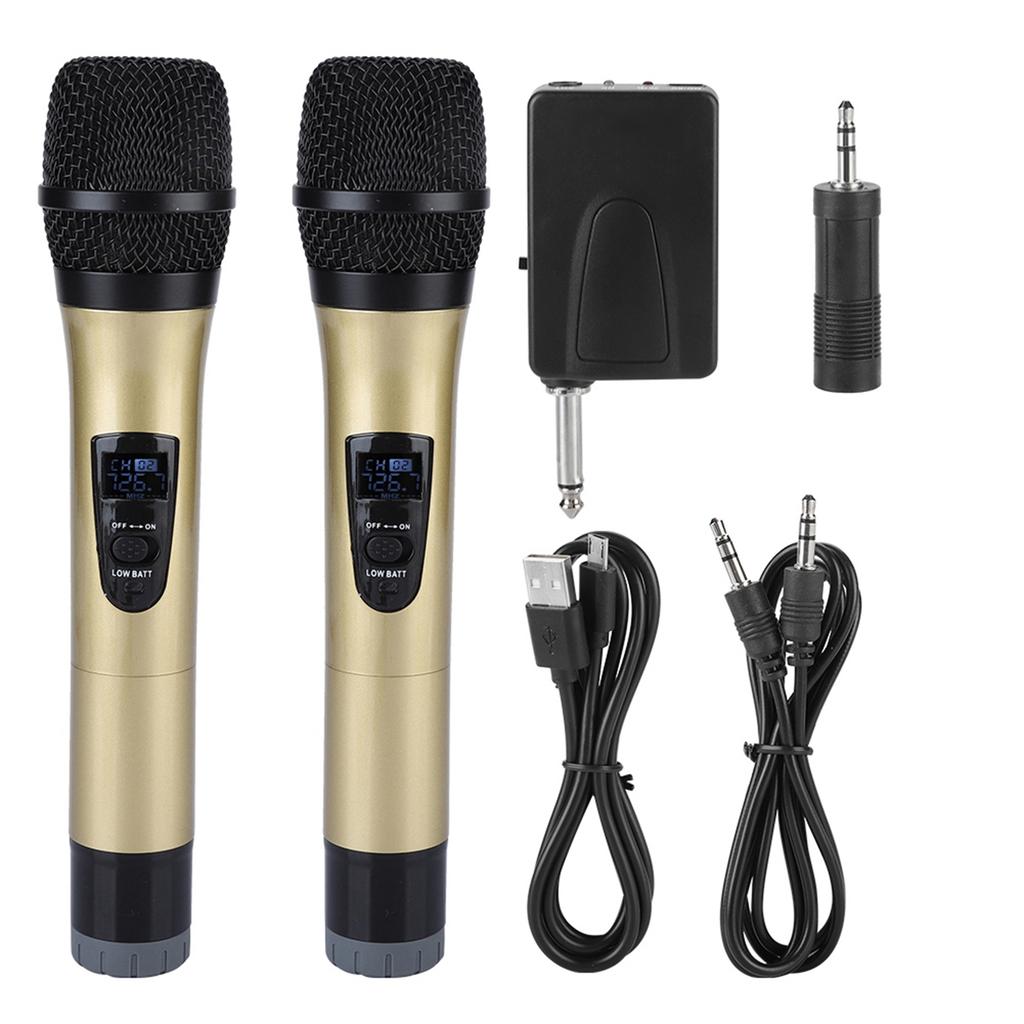 Universal VHF Wireless Handheld Microphone with Receiver for KaraokeBusiness Meeting Black