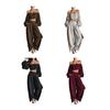 Two Piece Sets for Women Long Sleeve Off Shoulder Crop Top Wide Leg Pants Set Summer Vacation Going Out Outfits