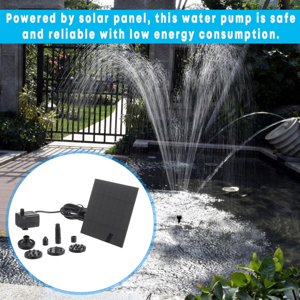 12V 800L//H Solar Power Fountain Garden Pond Pool Water Feature Submersible Pump