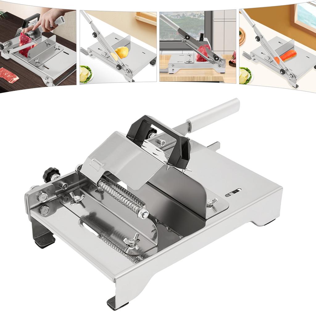 Manual Frozen Meat Slicer with 0.3-8mm Adjustable Thickness, 430 Stainless Steel Non-Slip for Home Restaurant Cutting