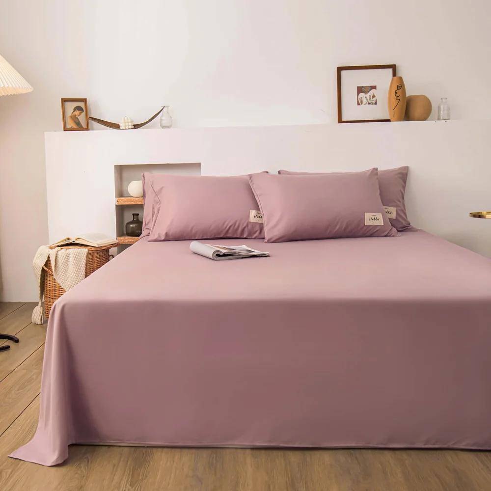 Gentle Household Bed Linen Sheets Bed Flat Sheet designed for Double Bed Plain Solid Color Top Sheets Single/Queen/King Flat Bedsheets