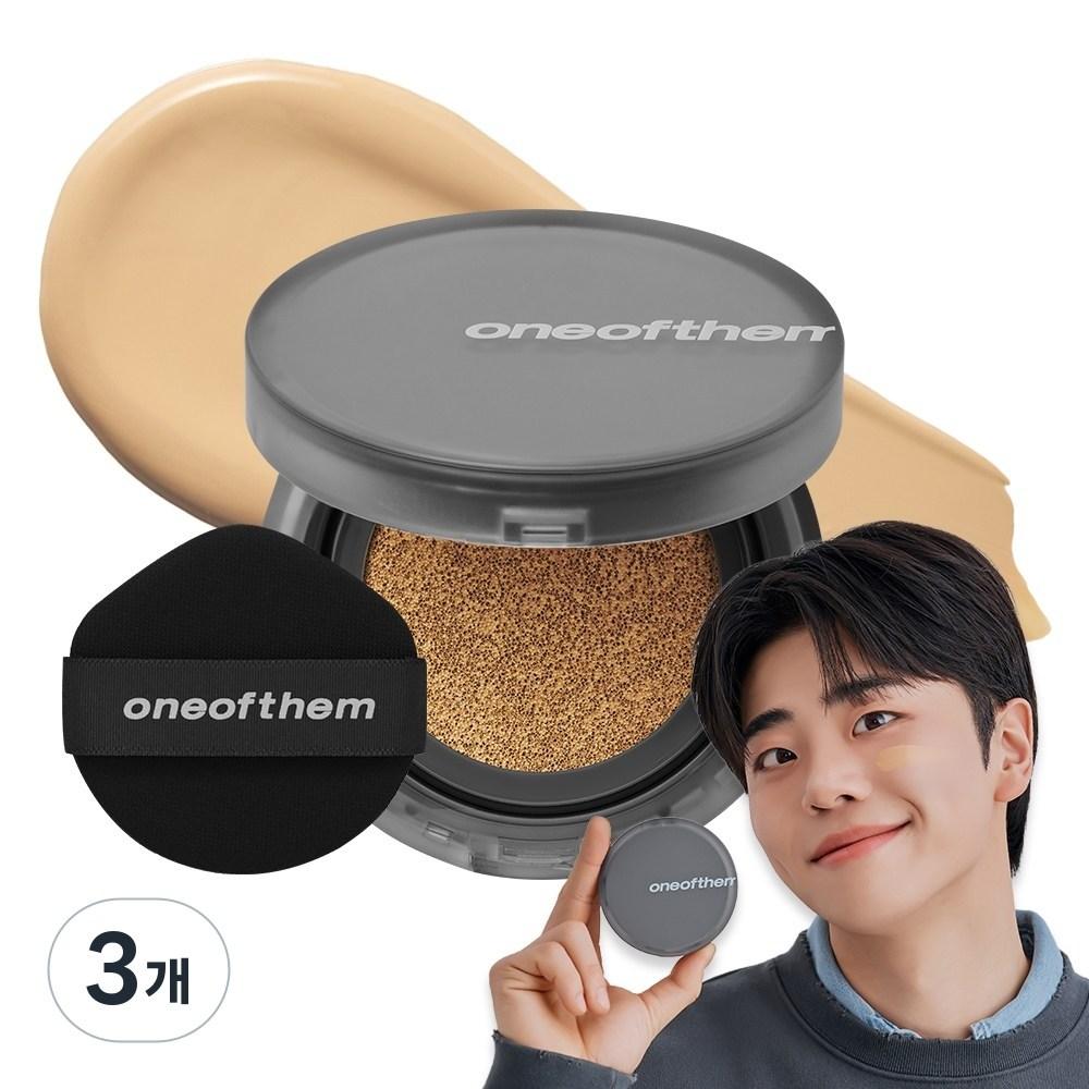 One of Them De Teint Cover Cushion Men's Foundation Natural SPF+ PA++++ 12g Shade 001 Natural 3 Pcs