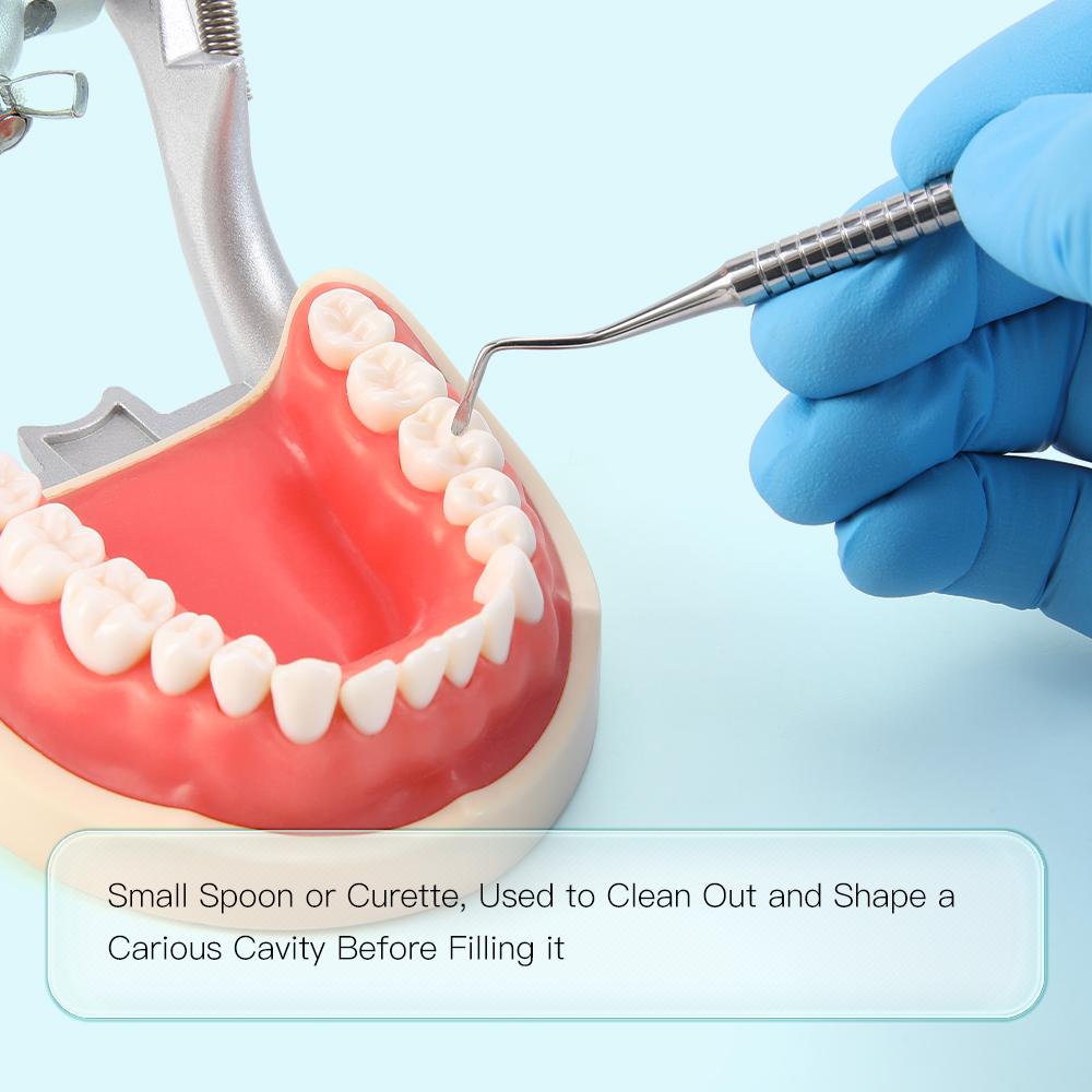 1Pcs AZDENT Dental Excavator Endo Spoon Double Ended Instruments Stainless Steel Tooth Cavity Carious Decay Treatment Lab Tool