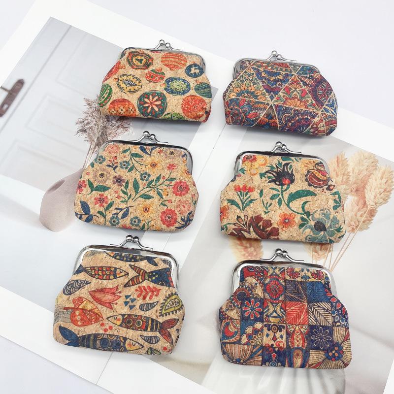

Retro cork change bag, ethnic cork clutch bag, versatile DuPont paper clip bag, creative gold bag.