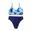 Women's Two Piece Swimsuit High Waist Bikini Bottom with Adjustable Straps and Tie Dye Pattern Crop Top Swimwear Set for Beach Pool