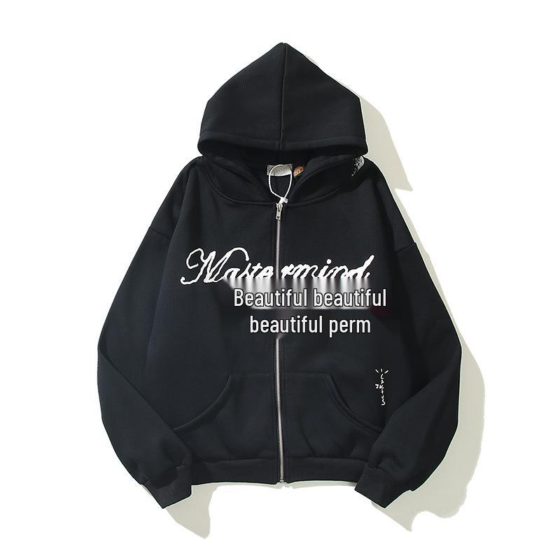 

Модна чоловіча оксамитова толстовка-куртка на блискавці з принтом черепа Трэвіса Скотта M чорний