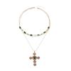Diamond-encrusted Cross Necklace, Retro Niche Light Luxury, High-end Stacking Accessories, Women's Collarbone Chain