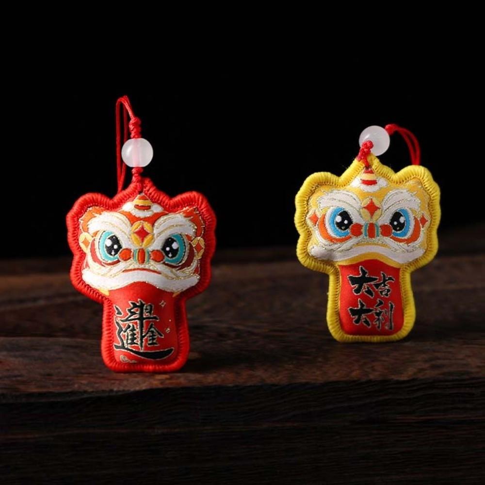 Chinese Style Lion Dance Embroidered Pendant Awakened Lion Hanging Decoration Cultural Gift