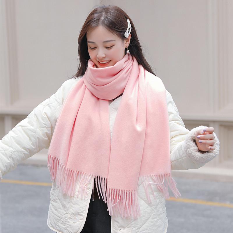 White Cashmere Scarf: Thickened, Solid Color, Versatile for Women & Men, Perfect for Autumn & Winter