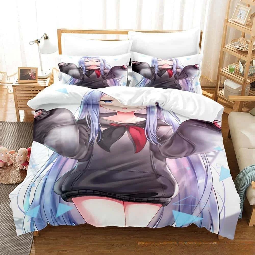 3D Printed Anime Kawaii Girls Yoisaki Kanade Bedding Set Cartoon Three-piece Set Adult Kid Bedroom Duvet Cover Set Home Textiles