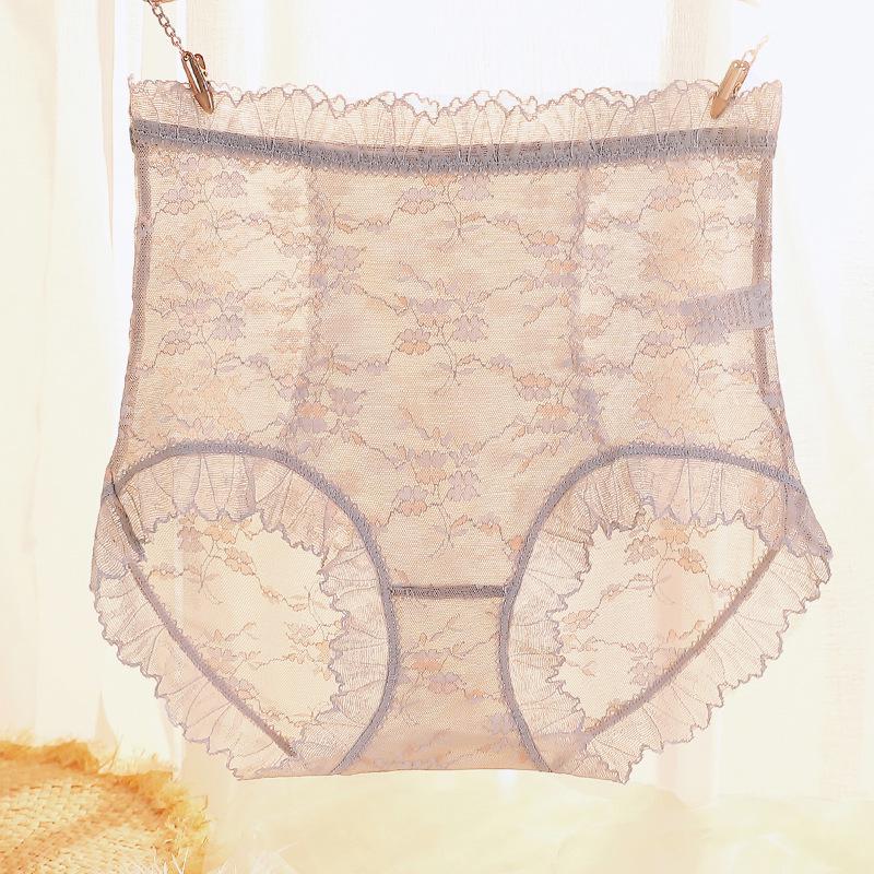 Krajkové kalhotky s vysokým pasem, kontrolou bříška a pozvednutím boků pro ženy plus size - Prodyšné, rozkrok z čisté bavlny, trojúhelníčkový střih.