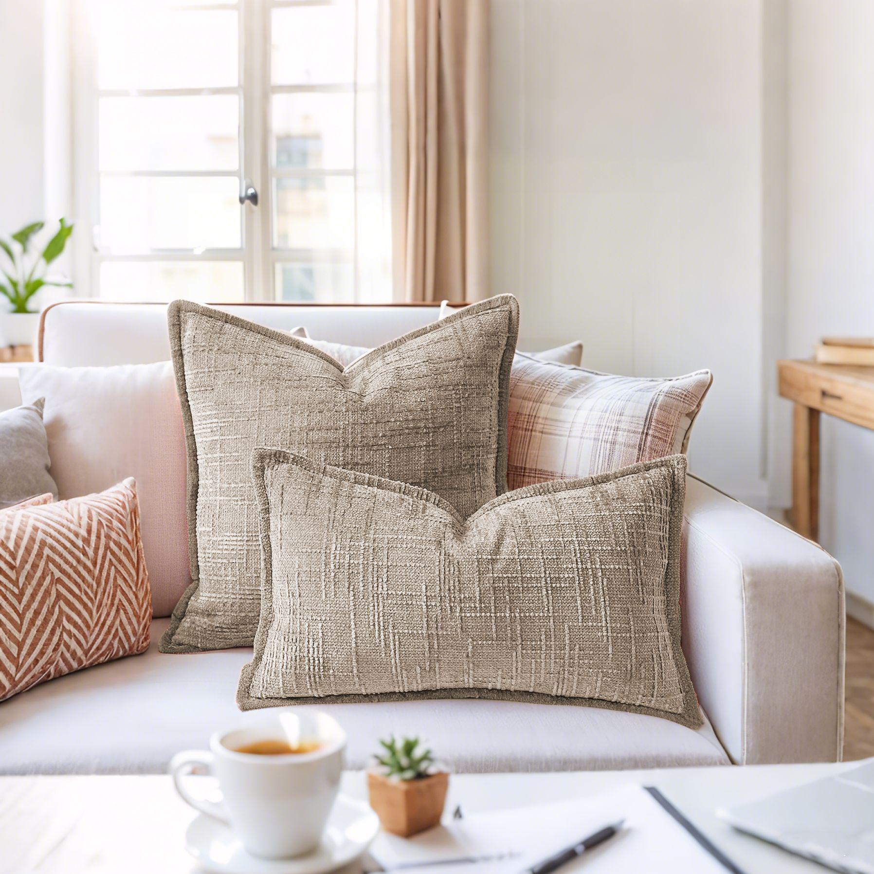 

New Chenille Bamboo Joint Yarn Press-edge Sofa Pillow, A Simple and Comfortable Pillow Cushion Cover 30 * 50Cm without core