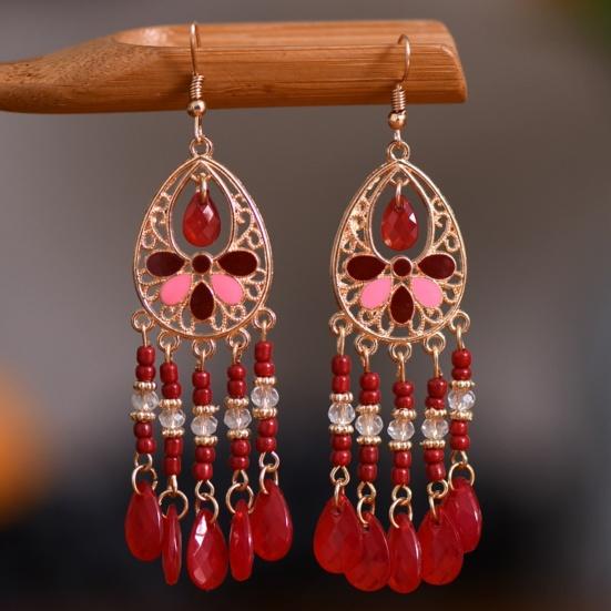 1 Pair Hook Earrings Tassels Bohemian Jewelry Long Vintage Dangle Earrings for Wedding