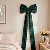 Giant Plaid Bow Decor for Room Wall Backdrop Oversized Large Green Bow Decoration 75x18 Inch Ribbon Tie for Baby Shower Wedding Birthday Party