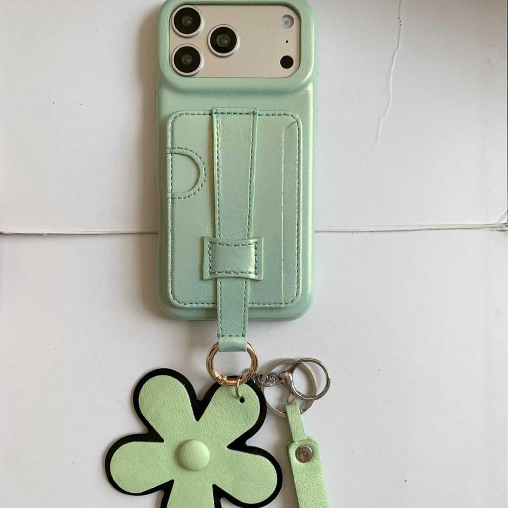 Flower Wrist Strap Card Holder & Coin Purse for iPhone 17 Pro Max/15 Pro/14 Case (Women's)