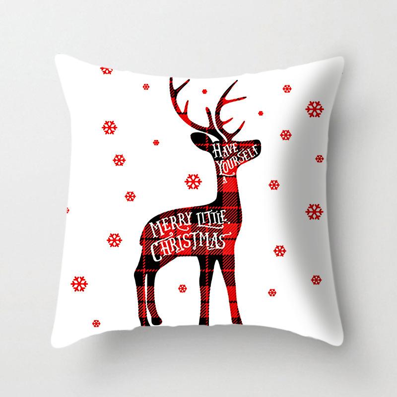 45x45cm New Year Christmas Elk Letter Printing Pattern Cushion Cover Home Living Room Sofa Decoration Throw Pillow Cover