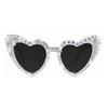 TEMU Women's Rhinestone Pearl Heart Sunglasses