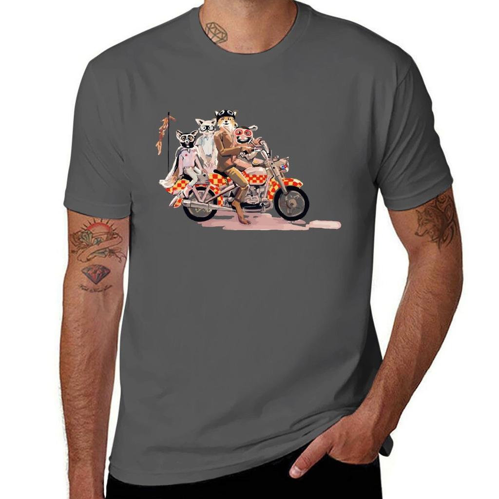 Schönes Andenken fantastische Mr. Fuchs Familie auf einem Motorrad Großartig Für Musikfan T-Shirt Anime Übergröße Oberteile schlichte T-Shirts Herren