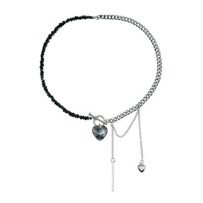 Artistic Heart Shaped Beaded Glass Crystal Collar Necklace Lightweight Accessory For Various Special Event