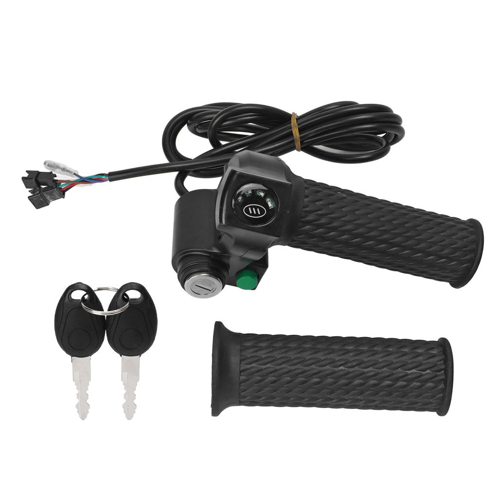 2 PCS Electric Bike Throttle Grip Kit Speed Control Grip with 4 Indicator Lights Cruising Function