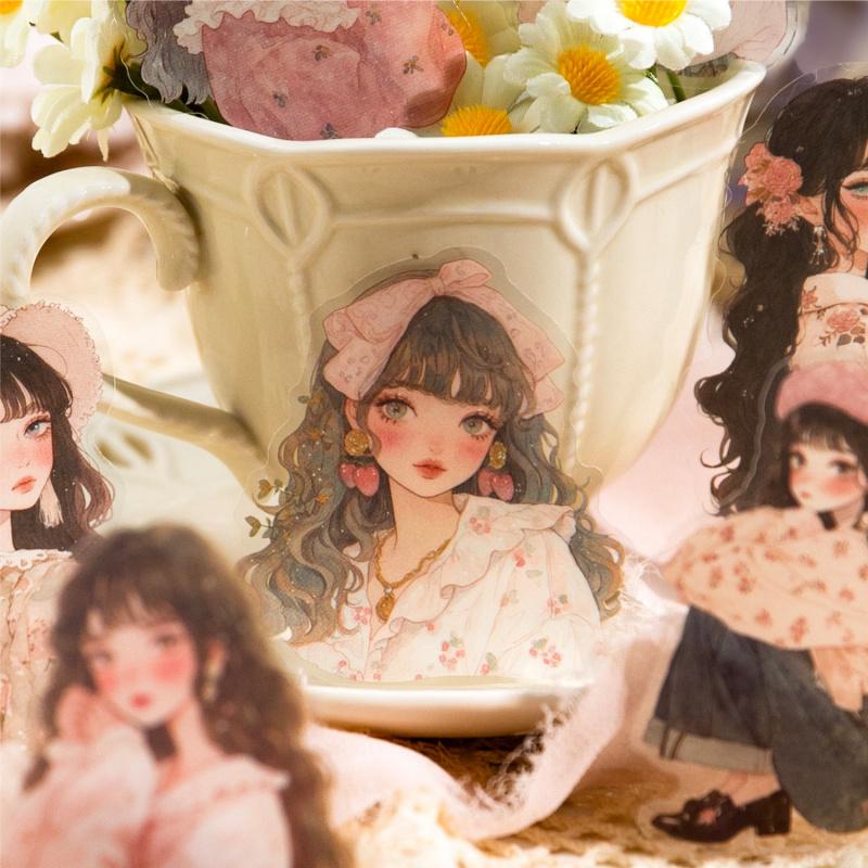 15Pcs Set Sweet Girl Stickers Candy Color Outfit Removable Adhesive Laptop Tablet Decor Decals