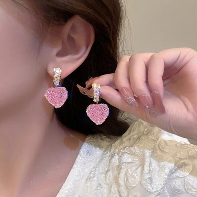 1 Pair Dangle Earrings Shiny Cubic Zirconia Sweet Geometric Anti-fade Decorative Birthday Gift Women