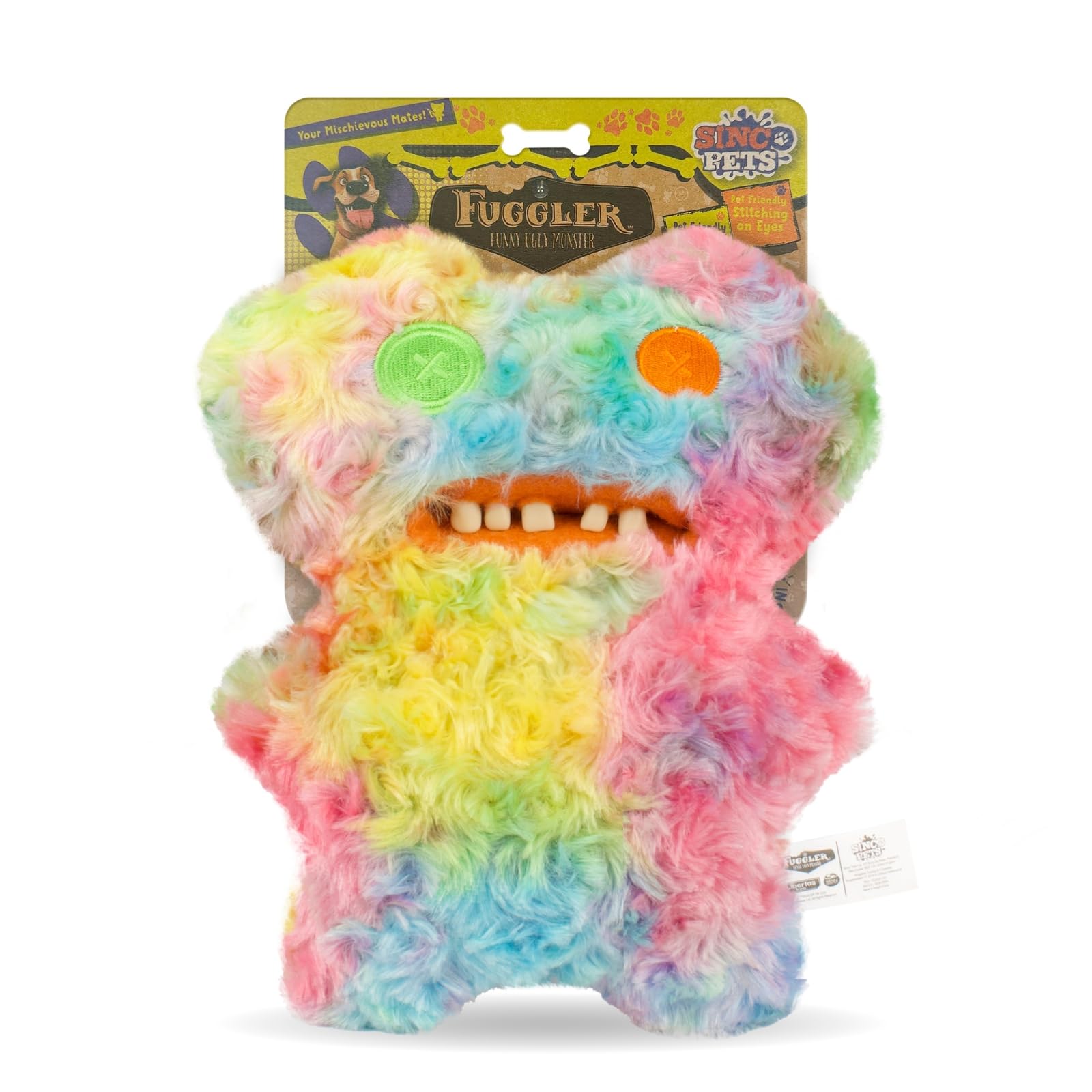 

Fuggler Gaptooth Multicolored Squeaky Dog Authentic Toy,