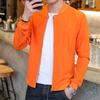 18 Stretch Fabric Mens Jacket Young Adult Slim Fit Stand Collar Solid Color Casual Outerwear