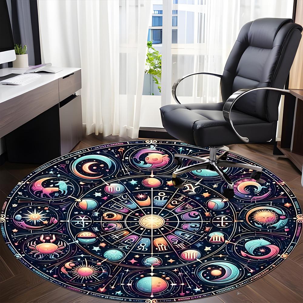 1pc Astrology Wheel Chair Carpet for Office, Soft Comfortable Mat For Office, Living Room, Bedroom, Machine Washable Carpet yy251112048