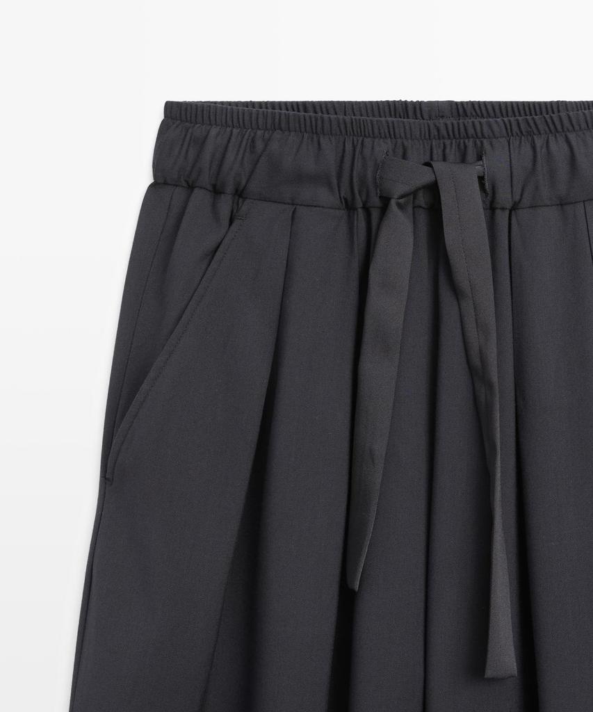 Masimodutti Pleated Detail Wide Leg Volume Pants