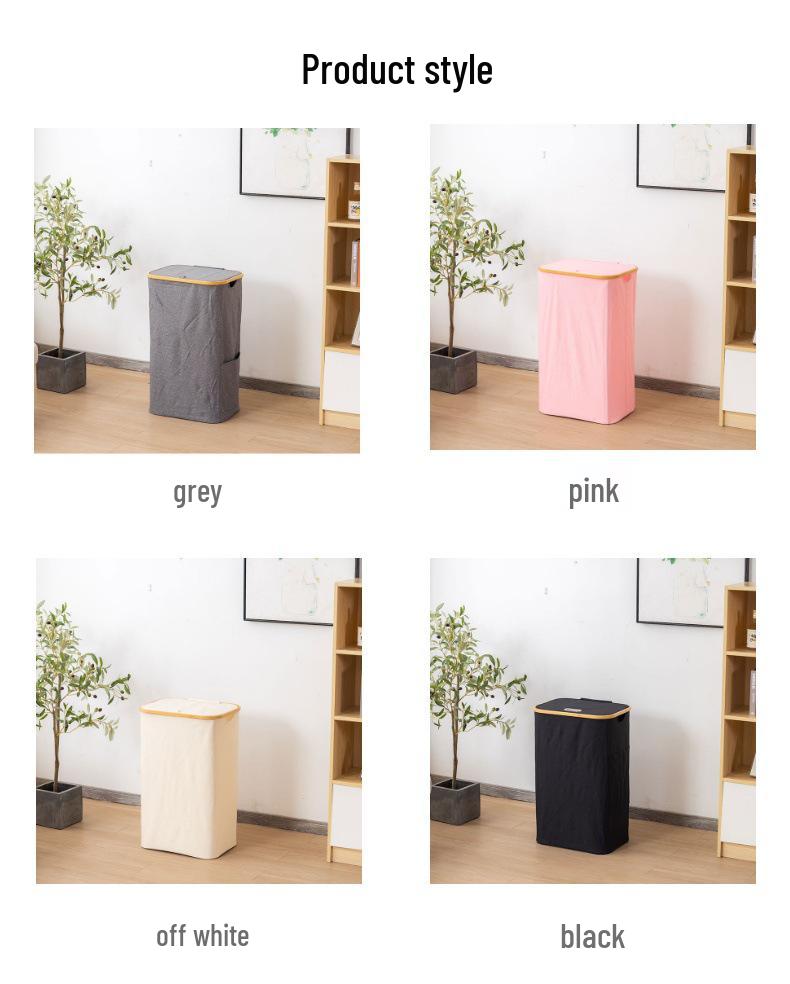 Bamboo Fabric Large Capacity Laundry Hamper with Lid - Foldable Storage Basket for Dirty Clothes