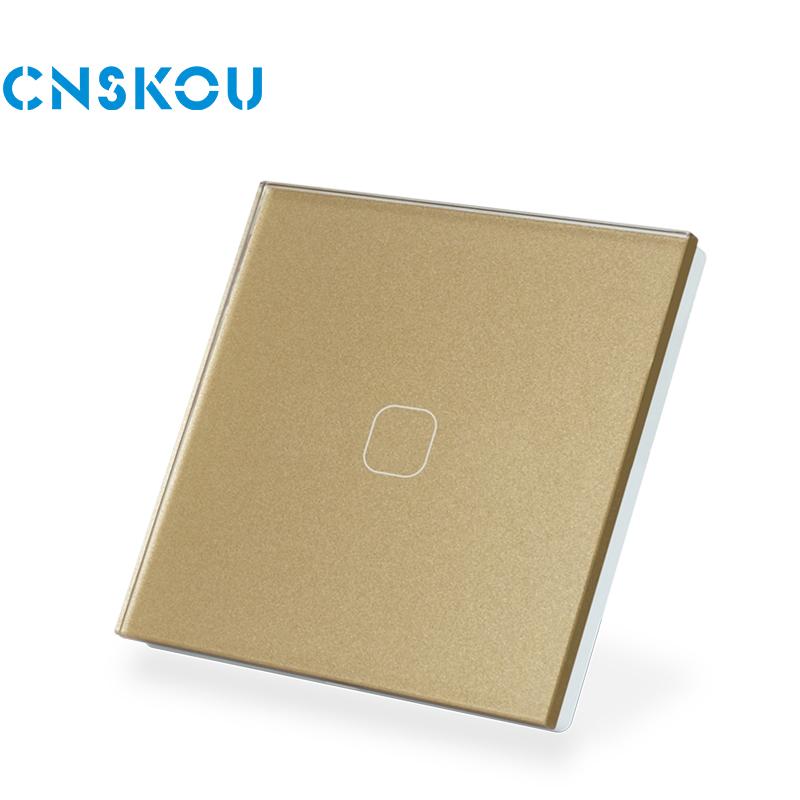 CNSKOU New Fashion EU/UK Waterproof Toughened Glass Panel Smart Home 1 Gang Touch WiFi Light Wall Switches for Smart Life