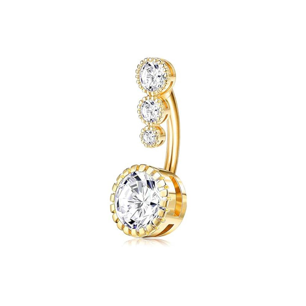 9pcs Set Trendy Classic Arc Double Head Shiny Round Zircon Navel Ring for Women Men Stainless Steel Piercing Body Jewelry Sets